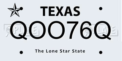 QOO76Q Texas License Plate