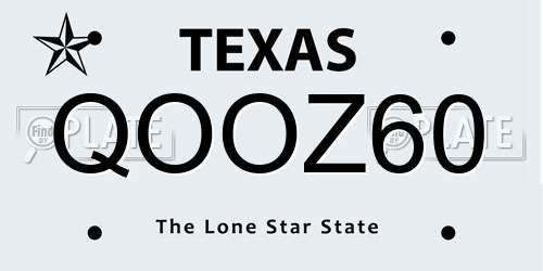 QOOZ60 Texas License Plate