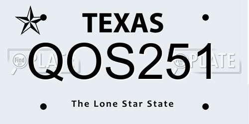 QOS251 Texas License Plate