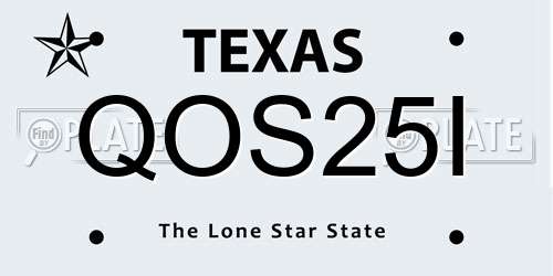 QOS25I Texas License Plate