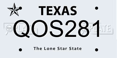QOS281 Texas License Plate