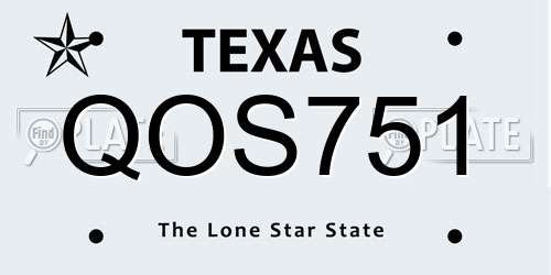 QOS751 Texas License Plate