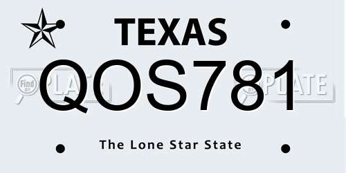 QOS781 Texas License Plate