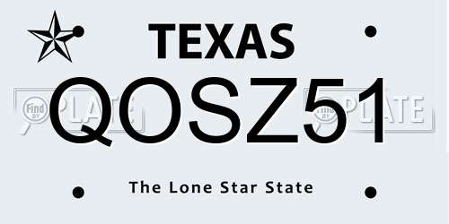 QOSZ51 Texas License Plate