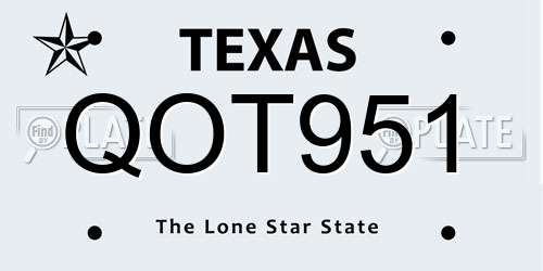 QOT951 Texas License Plate