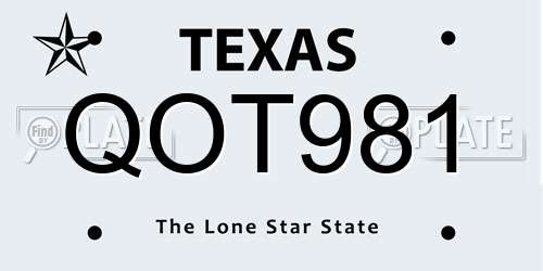 QOT981 Texas License Plate
