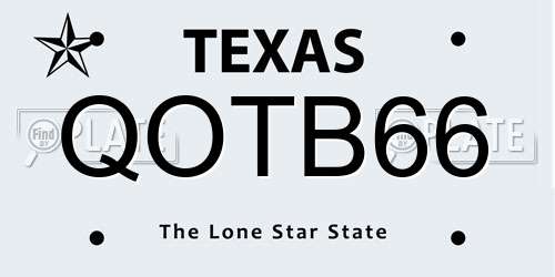 QOTB66 Texas License Plate