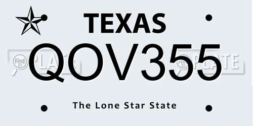 QOV355 Texas License Plate