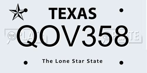 QOV358 Texas License Plate