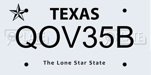QOV35B Texas License Plate