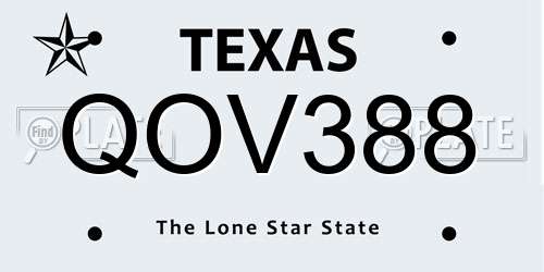 QOV388 Texas License Plate