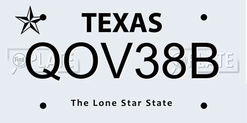 QOV38B Texas License Plate