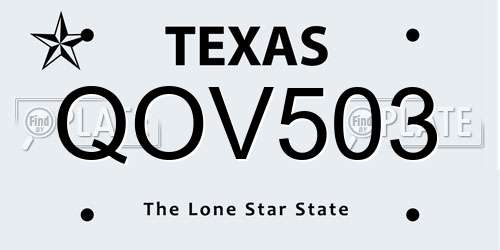 QOV503 Texas License Plate