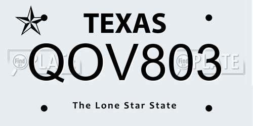 QOV803 Texas License Plate