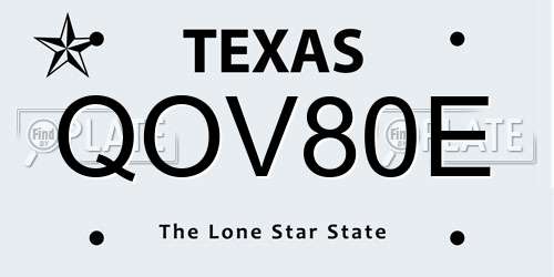 QOV80E Texas License Plate