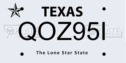 QOZ95I Texas License Plate