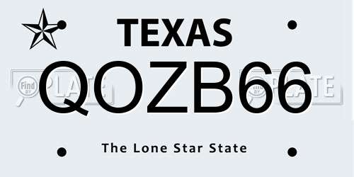 QOZB66 Texas License Plate