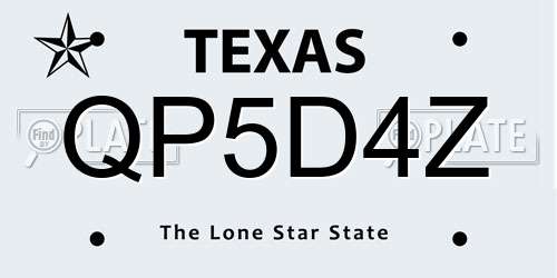 QP5D4Z Texas License Plate