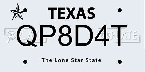QP8D4T Texas License Plate