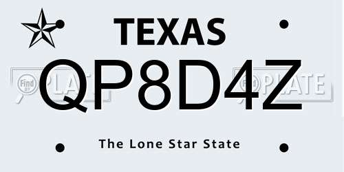 QP8D4Z Texas License Plate
