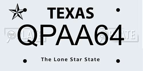 QPAA64 Texas License Plate