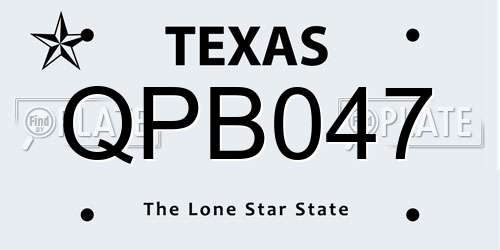 QPB047 Texas License Plate