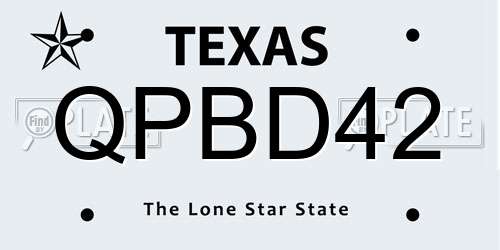 QPBD42 Texas License Plate
