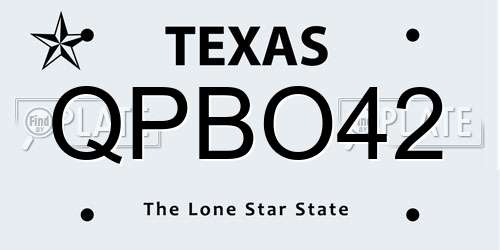 QPBO42 Texas License Plate