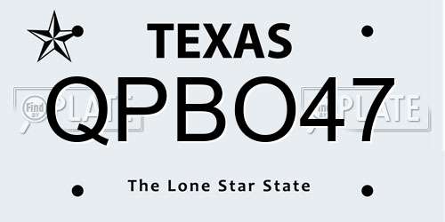 QPBO47 Texas License Plate