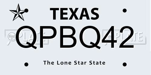 QPBQ42 Texas License Plate