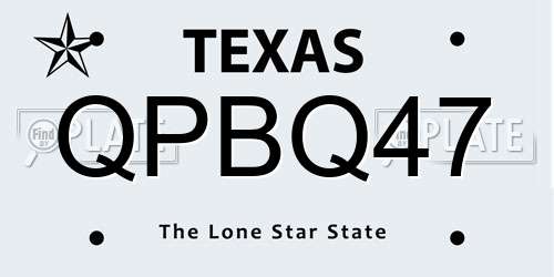QPBQ47 Texas License Plate