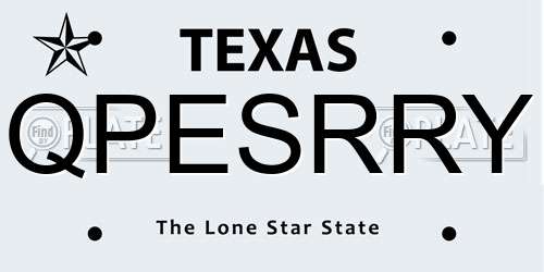 QPESRRY Texas License Plate