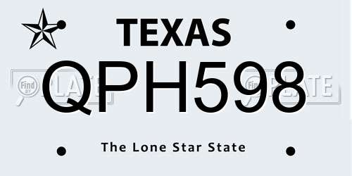 QPH598 Texas License Plate