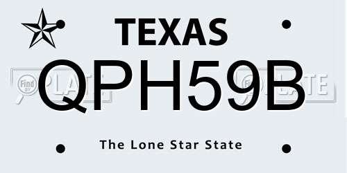 QPH59B Texas License Plate