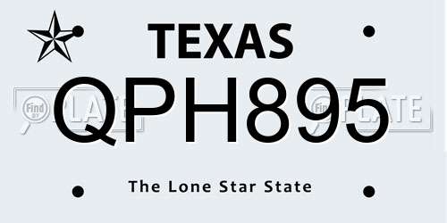 QPH895 Texas License Plate