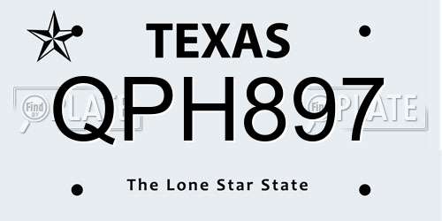 QPH897 Texas License Plate