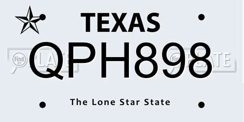 QPH898 Texas License Plate
