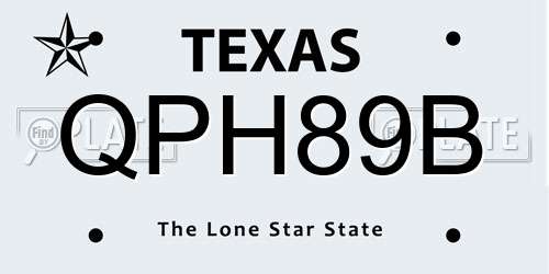 QPH89B Texas License Plate