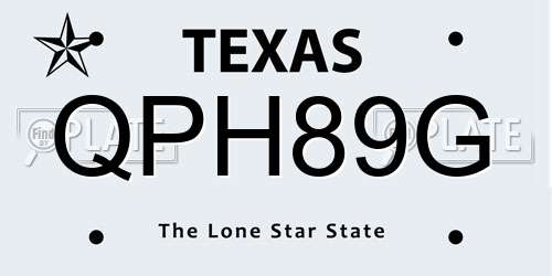 QPH89G Texas License Plate