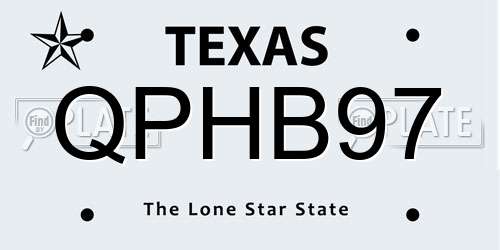 QPHB97 Texas License Plate