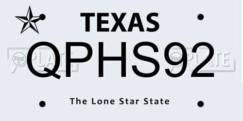 QPHS92 Texas License Plate