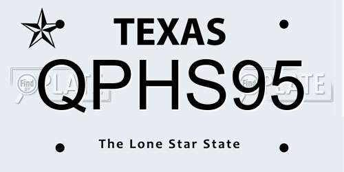 QPHS95 Texas License Plate