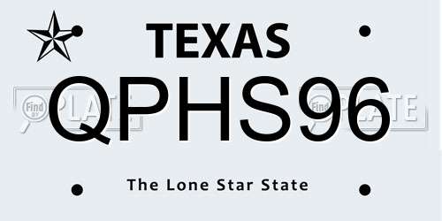 QPHS96 Texas License Plate