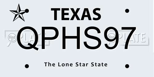QPHS97 Texas License Plate