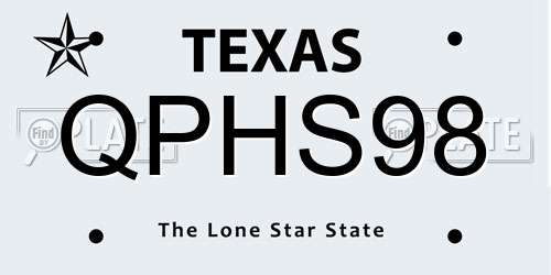 QPHS98 Texas License Plate