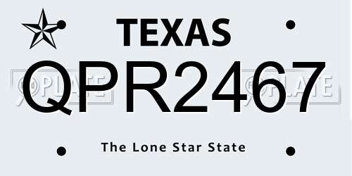 QPR2467 Texas License Plate