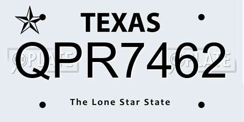 QPR7462 Texas License Plate
