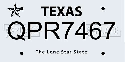 QPR7467 Texas License Plate