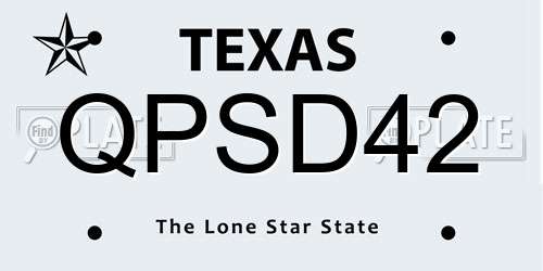 QPSD42 Texas License Plate