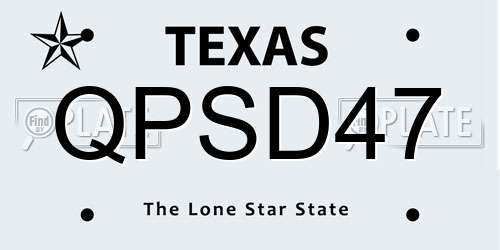 QPSD47 Texas License Plate